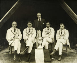 TRC crew in the Wyfold Challenge Cup 1927 posing with trophy
